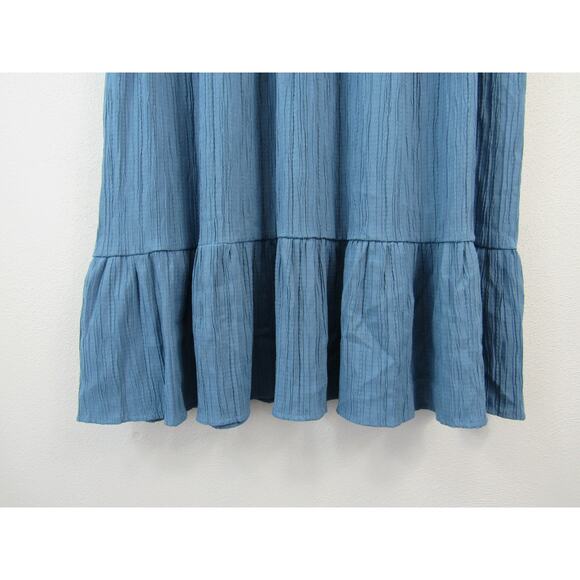 Emery Rose Large Blue Sundress Short Sleeve V Neck T Shirt Dress Pleated - Picture 5 of 7